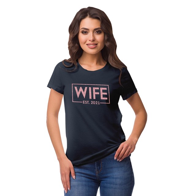 Inkdotpot T-Shirt Personnalisé pour Femme Haut Épouse Annonce de Mariage Shirt-R1