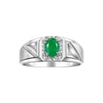 thumbnail image 1 of RYLOS Men's Rings Sterling Silver Classic 7X5MM Oval Gemstone & Diamond Ring Emerald May Birthstone Rings For Men Size 11, 1 of 7