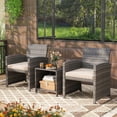 thumbnail image 2 of Gymax 3 Pieces Patio Furniture Set PE Rattan Chairs Set w/ Storage Coffee Table White, 2 of 10