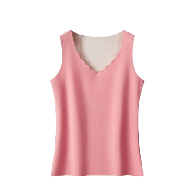 RXIRUCGD Chandail Décontracté pour Femmes Col Rond Sans Manches Haute Élasticité Garde au Chaud sous-Vêtements Hauts (Rose, Taille : L)