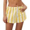 thumbnail image 1 of Gspmoly Shorts, Shorts d'Été Décontractés pour Femmes à Rayures, Mode, à Bretelles, de Plage, Taille Basse, Shorts de Randonnée, Offres de Vacances pour Femmes, Jaune G, 1 of 7