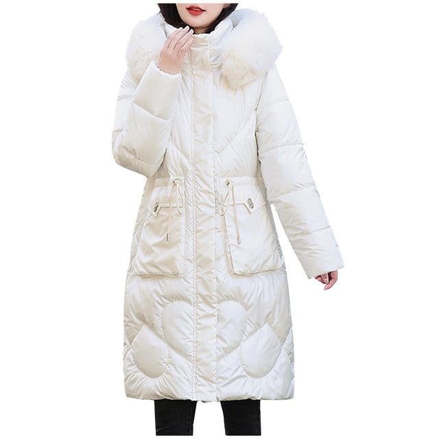 CEHVOM Manteau Long à Capuche en Coton Brillant pour Femmes Mode Liquidation