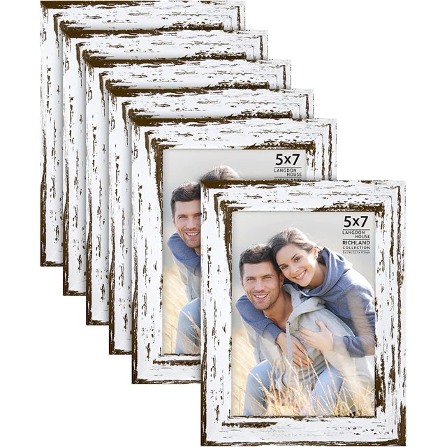 AmPm Cadres Photo 8x10 (20x25 cm) (Blanc Vieilli, Lot de 6) Style Ferme, Collection Richland