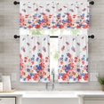 thumbnail image 1 of Floral Kitchen Curtains Window Curtains Valance and Tier Set 36 Inch, Blue Pink Flowers Spring Rod Pocket Short Tier Curtain, Abstract Small Cafe Curtains for Kitchen Decor, 1 of 5