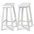 thumbnail image 2 of PJ Wood Classic Saddle-Seat 24In Kitchen Counter Stools, White (4 Pack), 2 of 7
