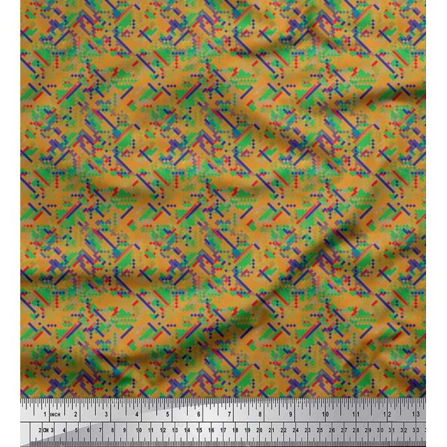 Soimoi Cotton Voile Fabric Check & Texture Print Fabric by the Yard 42 Inch Wide