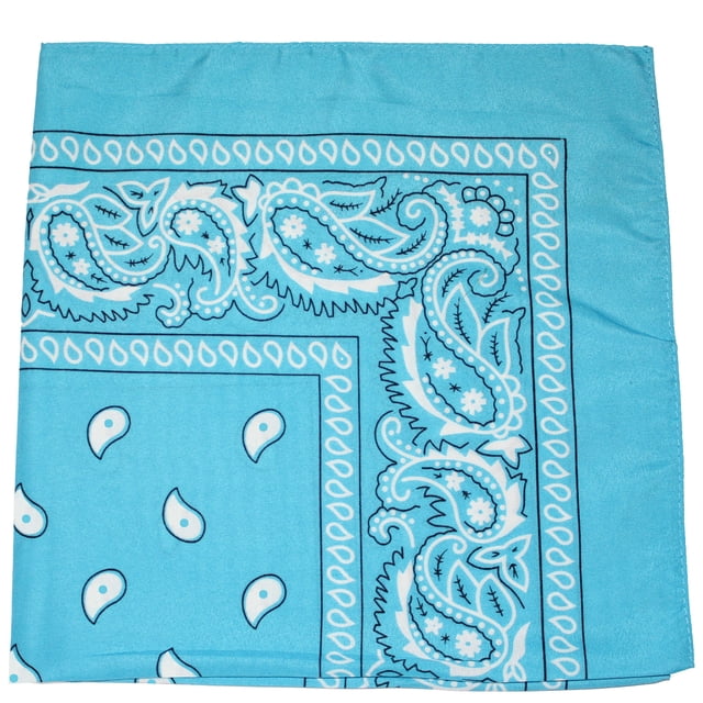 Qraftsy Paisley Polyester Bandanas - Bulk Lot - 25 Pack (Turquoise)