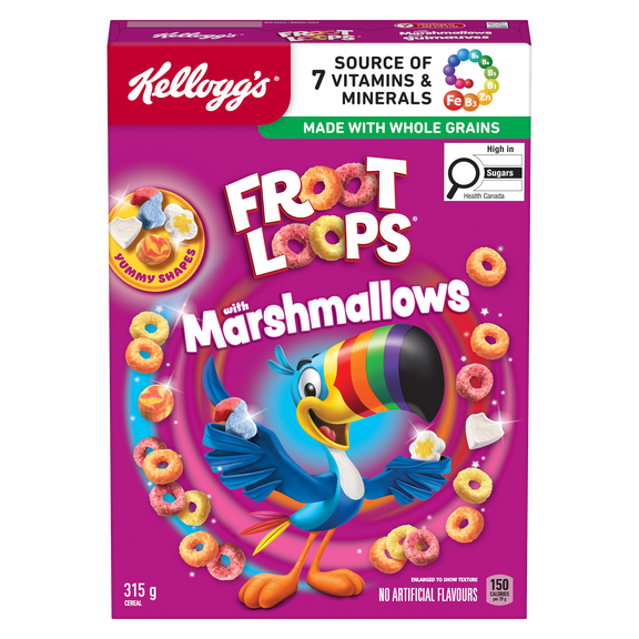Kellogg's® Froot Loops® with Marshmallow Cereal 315g- Ready to Eat Cereal, crispy loops