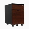 thumbnail image 1 of Desky Wooden Minimal Filing Cabinet - Black / Red Walnut Rubberwood, 1 of 10