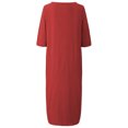 thumbnail image 2 of Innerwin Robe Midi Simple Robes pour Femmes Plage Col Rond Confortable Rouge TG, 2 of 4
