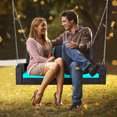 thumbnail image 4 of Patiojoy Outdoor Wicker Porch Swing Bench 2-Person Patio Rattan Swing Chair W/ Soft Cushions Turquoise, 4 of 8