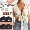 thumbnail image 2 of WZXFASHION Womens 2PCS Solid Color Strapless Non Slip Adjustment Rimless Dress Bra F Cup Bra Black 80F, 2 of 9