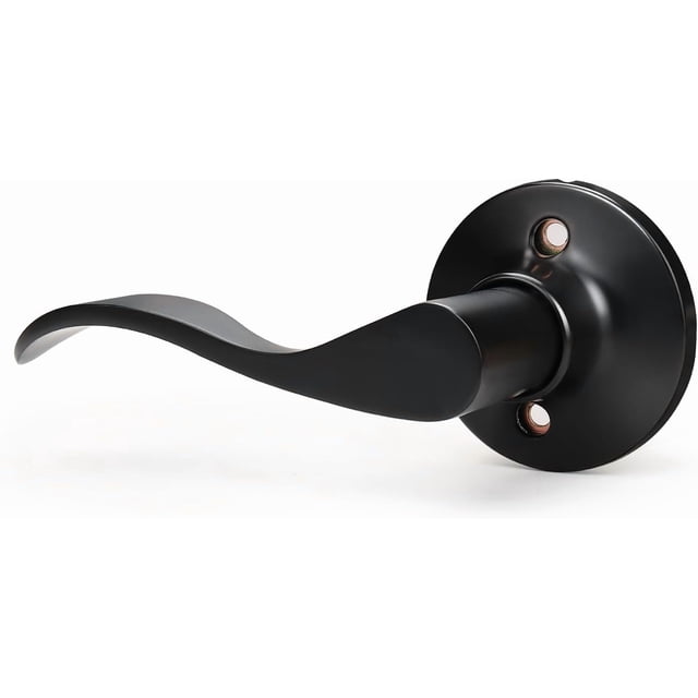 Poignée de Porte d'Intimité Intérieure avec Serrure, Levier de Porte Mat pour Salle de Bain et Chambre, Poignée de Porte Style Vague, Intérieur, Mat, Réversible, Verrouillage Sans Clé