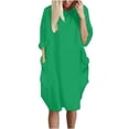 thumbnail image 1 of CEHVOM Robe Ample pour Femmes avec Poches, Col pour Dames, Hauts Longs Décontractés, Robe, Grande Taille, Solde, 1 of 4