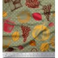 thumbnail image 1 of Soimoi Moss Georgette Fabric Mushroom,Grapes & Fresh Print Sewing Fabric Yard 42 Inch Wide, 1 of 3