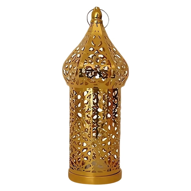 B Home Decor Iron Gold-Plated Lantern Stand – Decorative Candle Holder For Table, Mantel, And Festive Settings, Medium