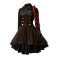 thumbnail image 1 of Kcodviy Robe pour Femme Style Rétro Robe Gothique Noire Courte Couleur Unie Manches Trompette Robe Gothique Noire pour Femmes Longue Robe de Princesse, 1 of 4