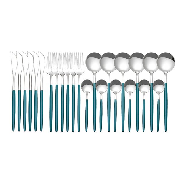 Zootealy 24Pcs Stainless Steel Dinnerware Set Kitchen Cutlery Set Knife Fork Spoon Flatware Tableware Minimalist Silverware