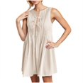 thumbnail image 4 of Ovzne Robes pour Femmes 2025 Robe pour Femme Robe Décontractée Sans Manches à Col Rond à Lacets Plissée Robe de Printemps Liquidation, 4 of 7