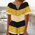 thumbnail image 1 of Blouses pour Femmes Imprimé Col en V Boutonné Haut Court, 1 of 1