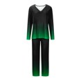 thumbnail image 4 of Timegard Ensembles de Pyjamas pour Femmes 2 Pcs Confortables Couleur Dégradée Manches Longues Col en V Haut et Pantalon Tenues de Pjs, 4 of 5