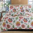 thumbnail image 1 of Cozy Line Home Fashions Gypsy Floral Reversible Quilt Bedding Set, Bedspread Coverlet Lightweight for All Seasons (Spring Blooming, Queen - 3 Piece), 1 of 9
