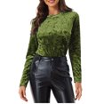 thumbnail image 2 of INSPIRE CHIC T-Shirts en Velours pour Femmes Col Rond Manches Longues Décontracté S Vert Pâle, 2 of 6