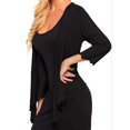 thumbnail image 4 of Simua Women Casual Lightweight Open Front Solid 3/4 Sleeve Draped Ruffles Kimono Cardigan, 4 of 6