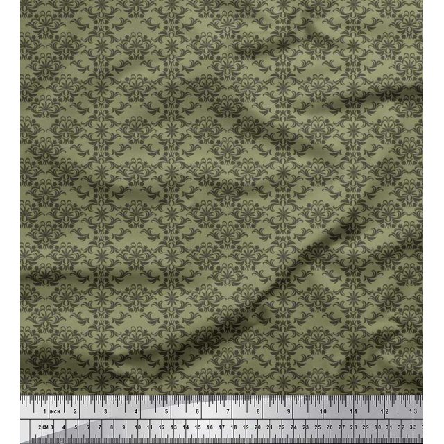 Soimoi Silk Fabric Artistic Floral Print Fabric by The Yard 42 Inch Wide