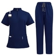 thumbnail image 1 of Scrubs 2 Piece Set Multiple Pockets V-Neck Top and Drawstring Scrub Pant - Medical Uniform Women Scrub Matching Set, 1 of 4