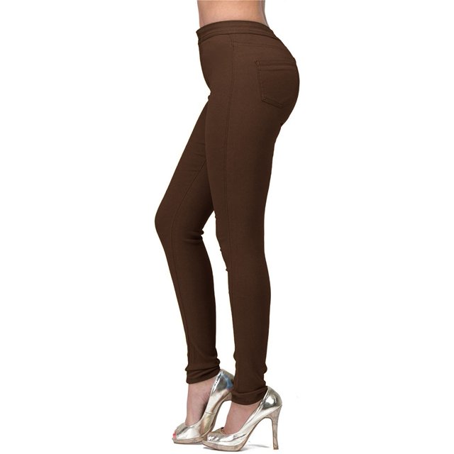 WTXUE Jeans Skinny Taille Mi-Haute Hyper Extensibles pour Femmes Brun
