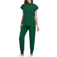 thumbnail image 1 of Women Scrubs Matching Set Round Neck Stretch Tops With Pockets & Cargo Pants Jogger Nurse Work Uniform Sets, 1 of 5
