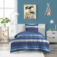 thumbnail image 2 of Dream Factory Kids 5-Piece Complete Bed Set Easy-Wash Super Soft Microfiber Comforter Bedding, Twin, Blue Rugby Stripe, (2D872701BL), 2 of 6