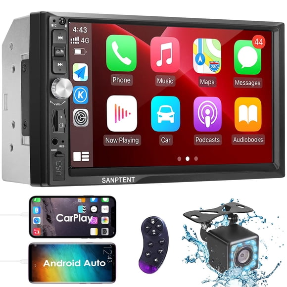 Double Din Car Stereo Radio Compatible with Apple Carplay and Android Auto, 7-Inch HD Touchscreen with Voice Control, Mirror Link, Backup Camera, Steering