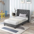 thumbnail image 1 of Costway Lit Plateforme Rembourré Format Simple Tête de Lit Capitonnée Base de Matelas Gris, 1 of 10