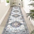 thumbnail image 4 of Aopota Runner Rugs for Hallways Non-Slip Washable Kitchen Rug with Rubber Backing Boho Bedroom Bathroom Living Room Grey 2'X10', 4 of 7