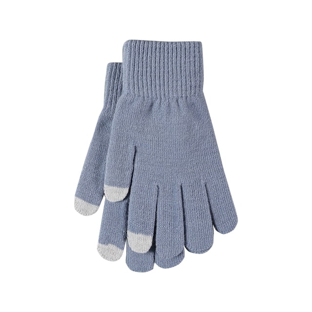 Winter Knitted Solid Color Wool Thickened Brushed Five Finger Finger Cycling Warm Gloves