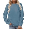 thumbnail image 1 of Yuyuzo Hauts d'Automne pour Femmes Chandails à Col Rond Manches Longues Chandail Uni à Enfiler T-Shirts Coupe Ample, 1 of 4