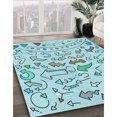 thumbnail image 3 of Ahgly Company Tapis d'Intérieur Lavable en Machine Carré Bleu Électrique Transitionnel, 4 Pieds Carré, 3 of 7