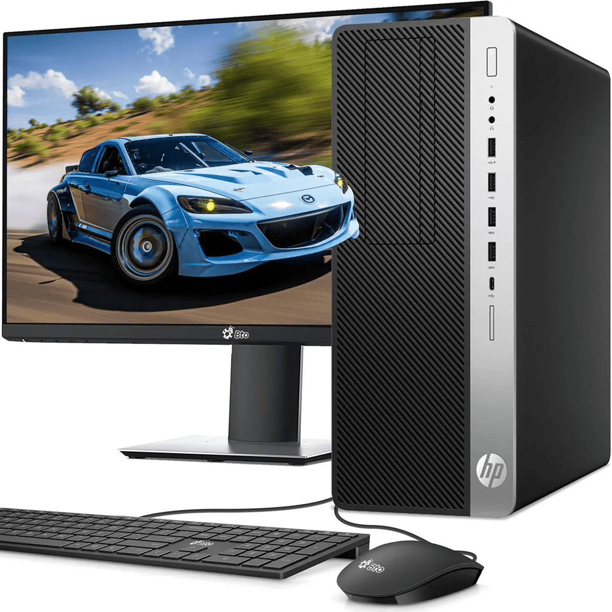 HP Desktop PC Tower ~ New 24" FHD Monitor ~ Intel Core i5 3.2Ghz Processor ~ 16GB RAM ~ 256GB SSD ~ Windows 11 Pro ~ WiFi ~ Bluetooth ~ Refurbished