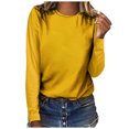 thumbnail image 2 of CEHVOM Hauts pour Femmes Col Rond Couleur Unie Manches Longues Décontracté Ample Blouse T-shirt Hauts, 2 of 5