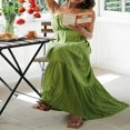 thumbnail image 4 of Femmes Été Boho Maxi Robes Cravate Sangles Découpées Dos Nu Fluide une Longue Robe de Plage, 4 of 6