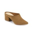 thumbnail image 1 of BLISSFUL STEP Sandales à Talons Hauts Blocs pour Femmes, Mules à Enfiler à Bout Pointu, Brun 5,5, 1 of 8