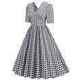 thumbnail image 3 of Pisexur Robe à Manches Courtes à Col en V Mode Femmes Été Robe Poupée à Col en V Robe Plissée à Trois Couches de Couleur Unie Robe pour Femmes en Liquidation, 3 of 5