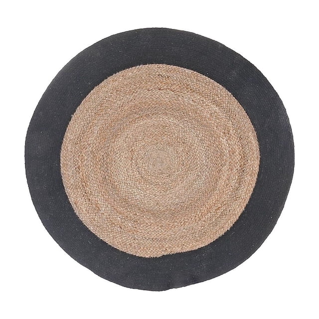 IH Casa Decor Rond Mat De Jute Tressé Avec Bordure De Coton Noir 36"