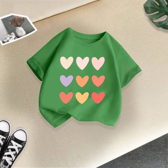 T-shirts et Chemises pour Filles Titre de Produit Enfants Filles Mignon Imprimé Graphique Col Rond Manches Courtes T-Shirt pour l'Été Tenue Décontractée