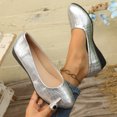 thumbnail image 2 of Flat for Womens Slip on Almond Toe Stone Embossing Micro Wedge Soft Sole Spring Summer Casual Shoes Silver, 2 of 9