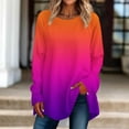 thumbnail image 2 of FAIWAD Women's Long Sleeve Tunic Tops Gradient Round Neck Trendy Spring Casual Pullover Tops, 2 of 5