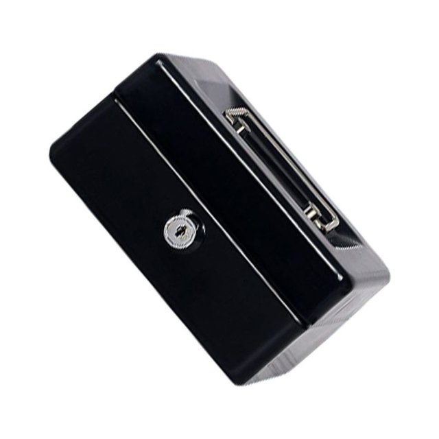 Baohd Home Office Hotel Lockable Mini Money Cash Case Bedroom Bracelet Coin Tray Thick Safe Box with Lock Security Container Black