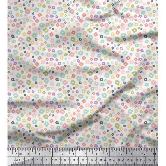 Soimoi Rayon Fabric Flower Artistic Print Sewing Fabric Yard 42 Inch Wide